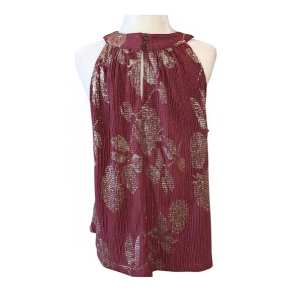 Anthropologie Feather Bone Metallic Rose Halter Top - Picture 5 of 7